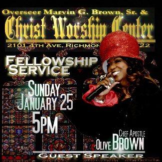 Chief Apostle Olive Brown is speaking at CWC!